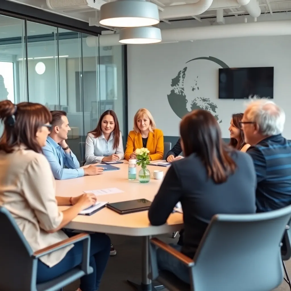 Diverse groep professionals in overlegsituatie volgens poldermodel